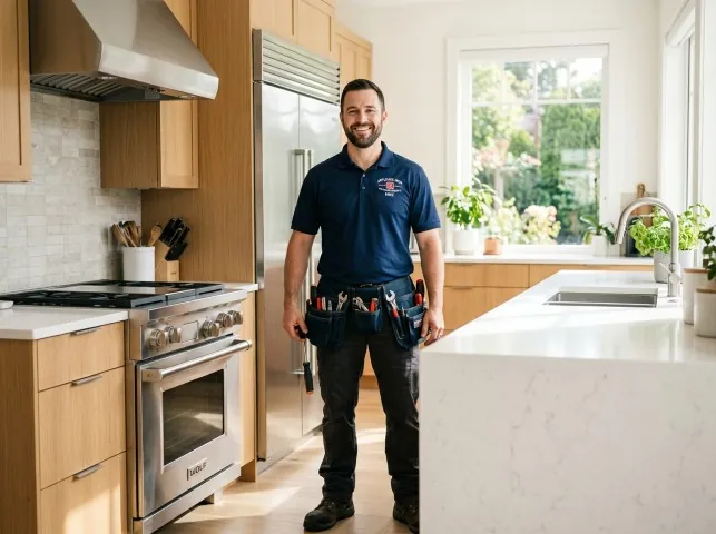 Appliance Repair Hero technician in a Braintree, MA kitchen after an appliance repair
